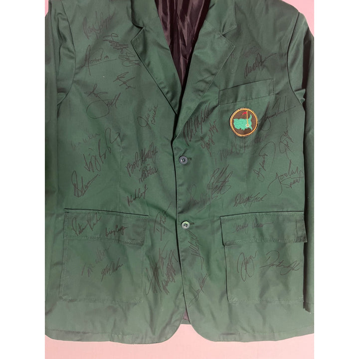 Masters Green Jacket (XL) with 34 Masters Champions signed with proof Tiger Woods, Scottie Scheffler Jack Nicklaus