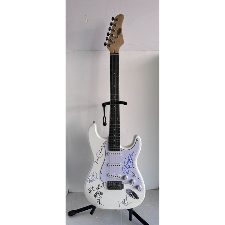 Def Leppard Phil Collen, Vivian Campbell, Joe Elliott, Rick Savage, Rick Allen. stratocaster electric guitar signed with proof