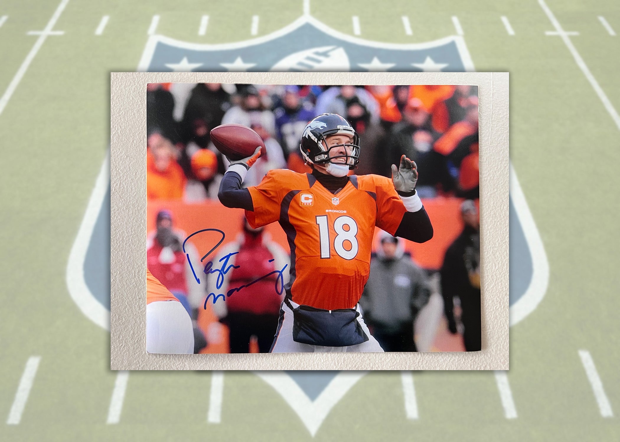 Peyton Manning Super Bowl Trophy Denver Broncos 8x10 Framed