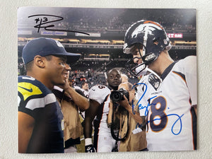 Peyton Manning and Russell Wilson 8x10 photo signed with proof