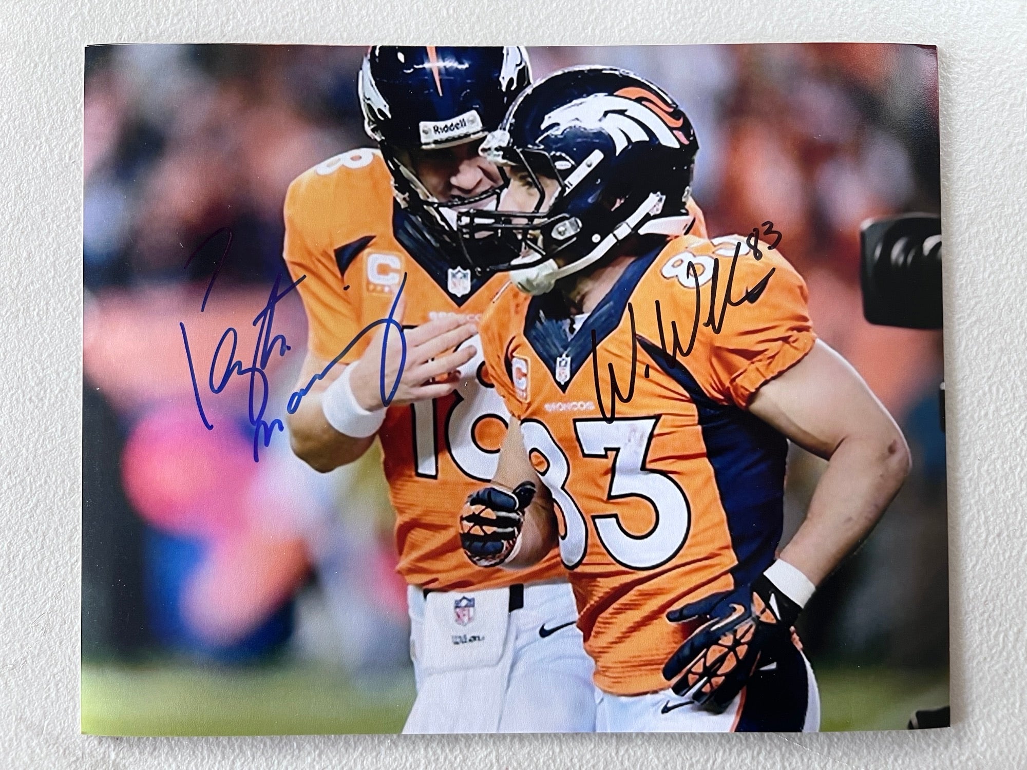Peyton Manning and Wes Welker 8x10 photo signed with proof