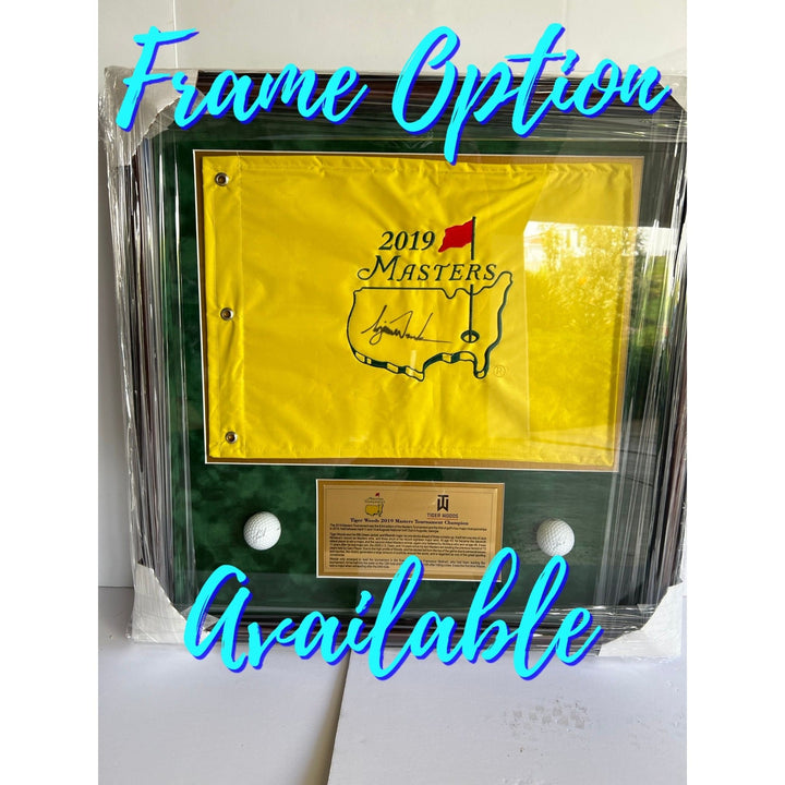Tiger Woods 2019 Masters champion 2019 Masters pin flag embroidered sign with inscription to Steve all the best Tiger Woods with signing pro Awesome Artifacts