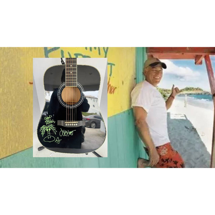 Jimmy Buffett one of a kind full size acoustic guitar signed with sketch & proof