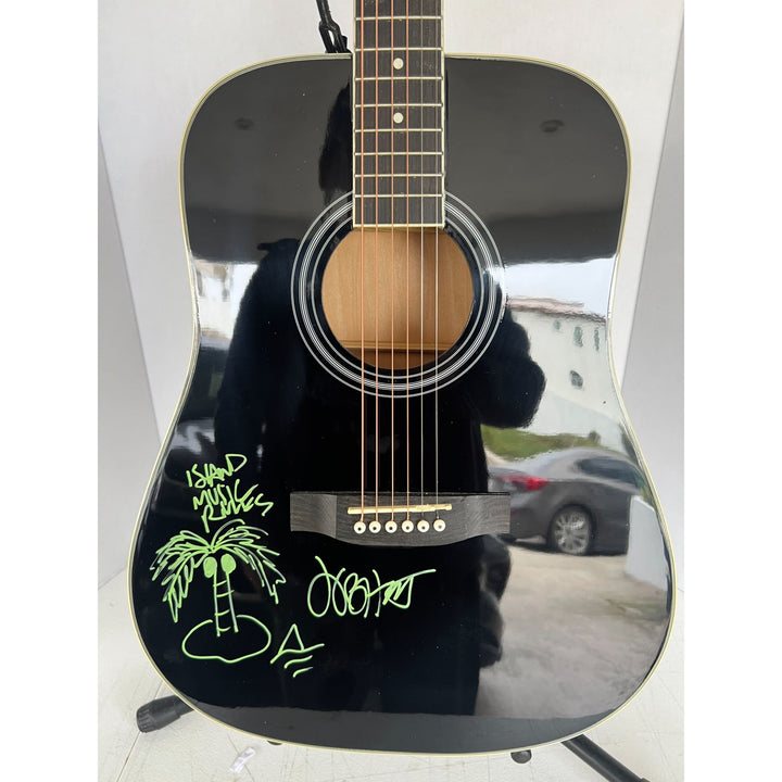 Jimmy Buffett one of a kind full size acoustic guitar signed with sketch & proof