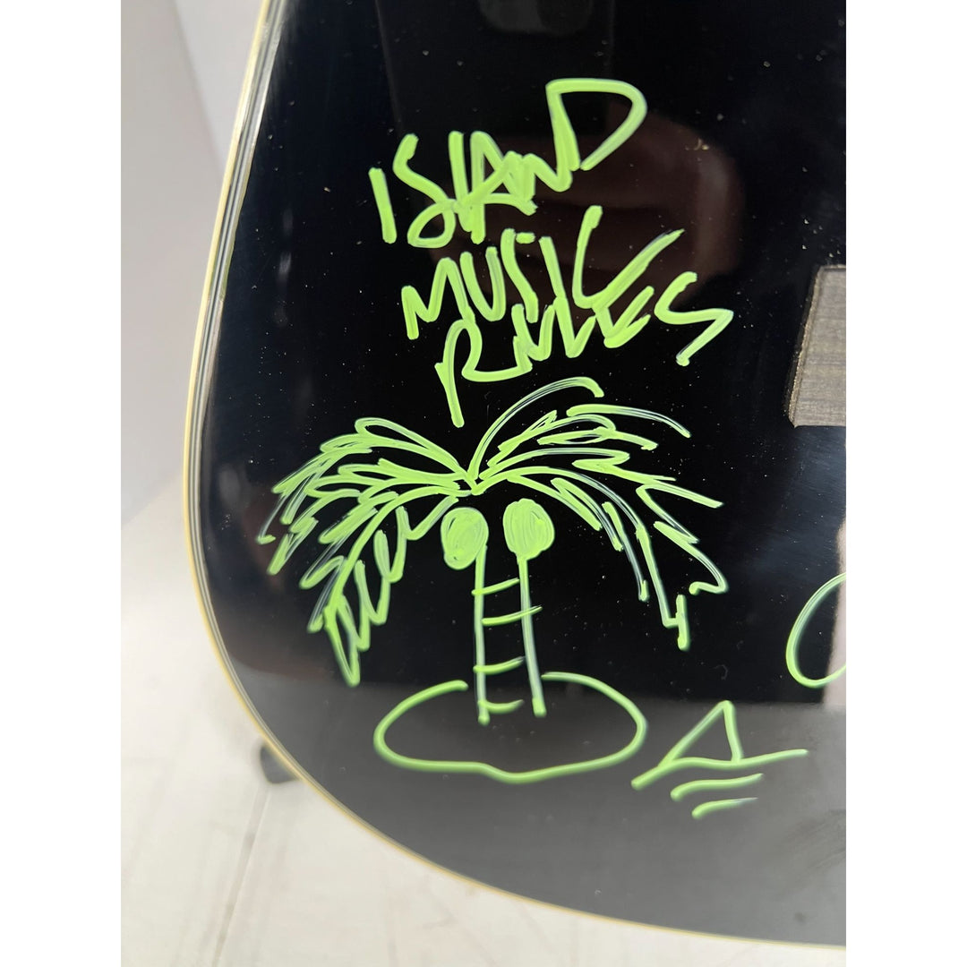 Jimmy Buffett one of a kind full size acoustic guitar signed with sketch & proof