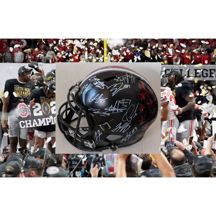 Ohio State Buckeyes 2024-25 Ryan Day, Will Howard, Jerimiah Smith, Quinshon Judkins, Emeka Egbuka, TreVeyon Henderson Riddell Speed helmet