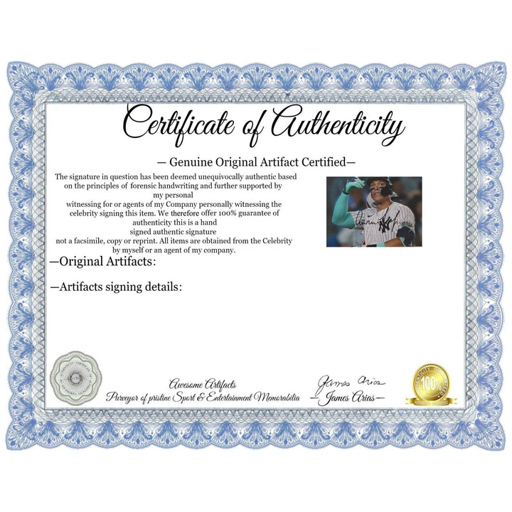 New York Yankees, Aaron Judge, 5x7 photo, signed, with proof Awesome Artifacts