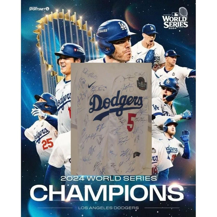 Los Angeles Dodgers 2024 World Series Champions complete team game model jersey signed with proof
