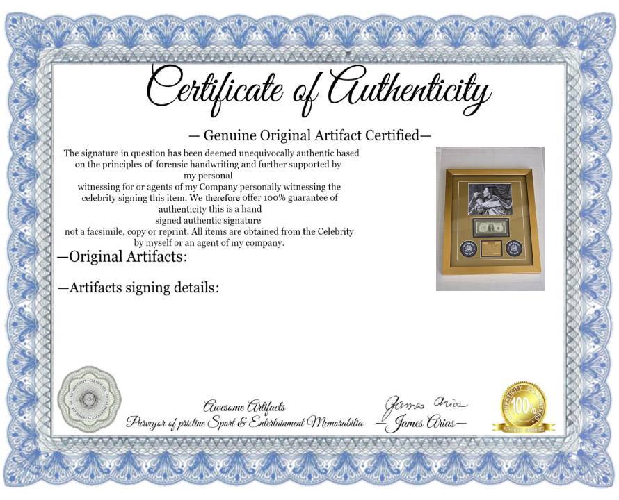 Bob Marley iconic reggae King 1939 silver certificate signed with proof 19x20 Museum quality frame