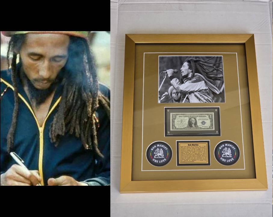 Bob Marley iconic reggae King 1939 silver certificate signed with proof 19x20 Museum quality frame