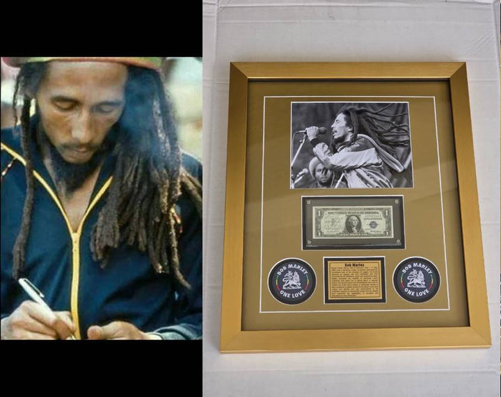 Bob Marley iconic reggae King 1939 silver certificate signed with proof 19x20 Museum quality frame