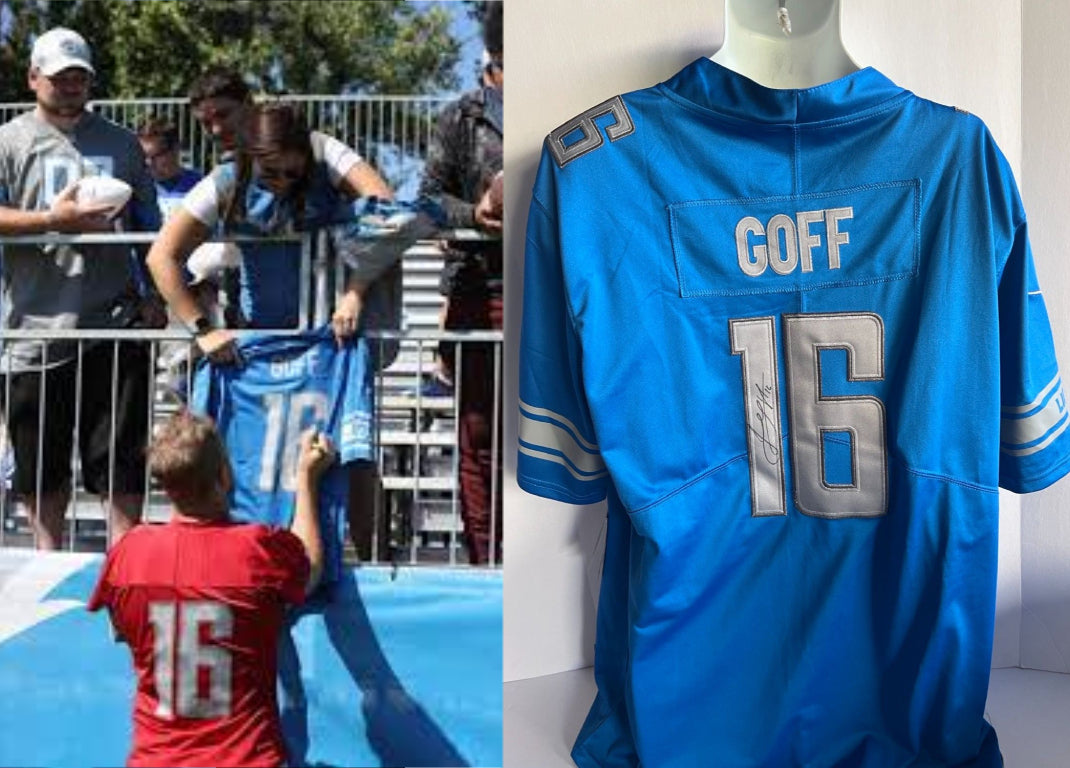 Jared Goff  Detroit Lions full size jersey signed with proof