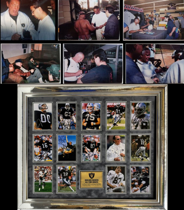 Los Angeles Raiders Oakland Raiders Al Davis Ted Hendricks Marcus Allen John Madden (14) 5x7 photo signed by the all-time greatest Raiders w