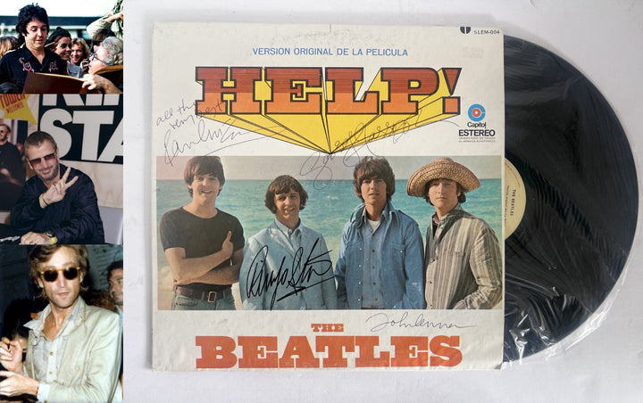 The Beatles John Lennon George Harrison Paul Mccartney Ringo Star HELP lp signed with proof