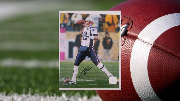 Tom Brady GOAT eight by 10 signed with proof