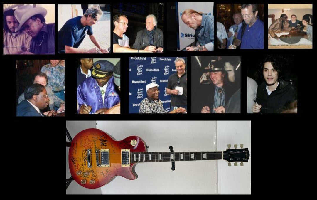 Blues legends (22 ) Stevie Ray Vaughan, John Mayer, Keith Richards, Eric Clapton, BB King vintage les paul full size electric guitar signed