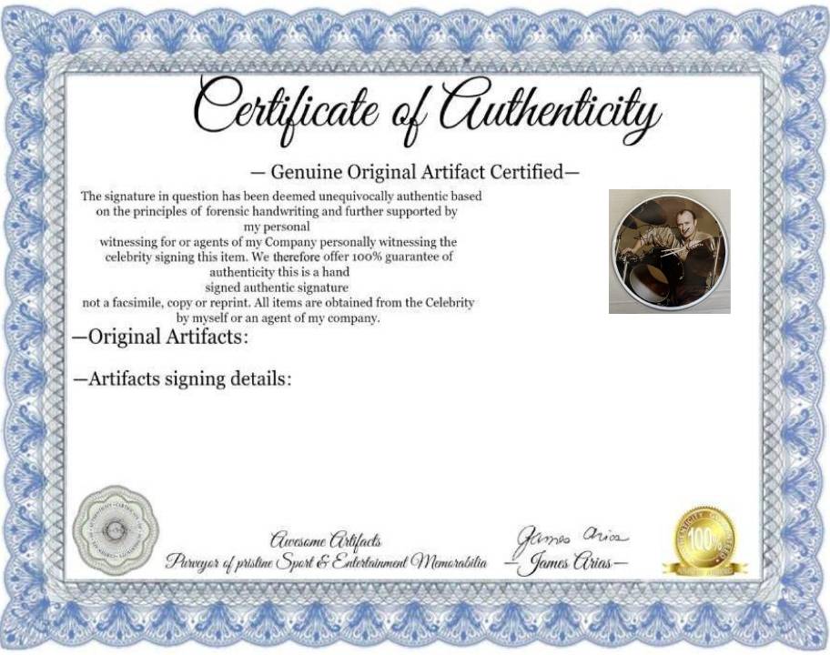 Phil Collins iconic Genesis drummer one of a kind drumhead signed with proof