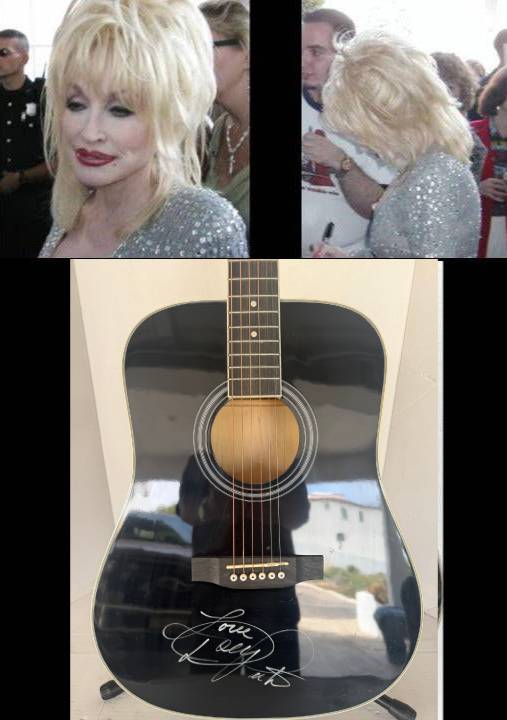 Dolly Parton full size acoustic guitar signed with proof