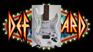 Vivian Campbell Joe Elliott Rick Salvaje Rick Allen Phil Collen stratocaster electric guitar signed with proof