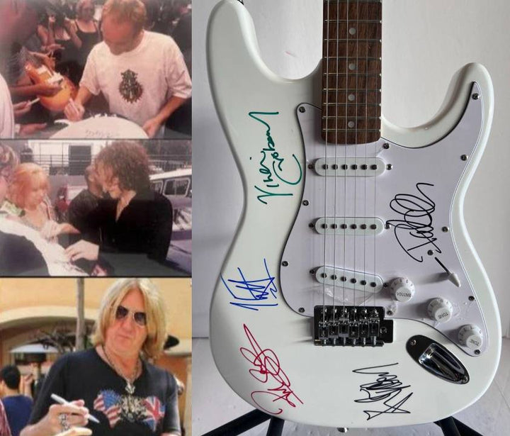 Vivian Campbell Joe Elliott Rick Salvaje Rick Allen Phil Collen stratocaster electric guitar signed with proof