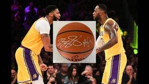 Los Angeles Lakers LeBron James and Anthony Davis signed basketball with proof