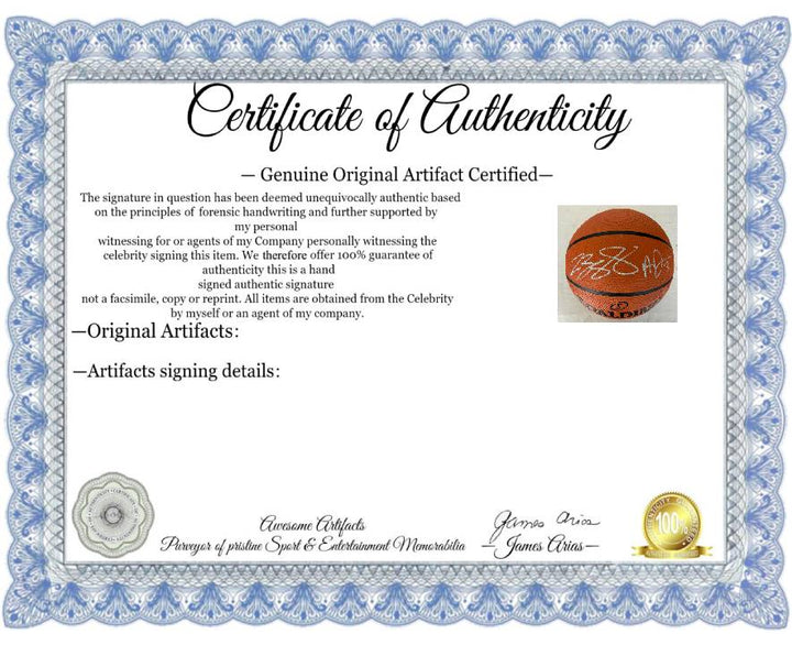 Los Angeles Lakers LeBron James and Anthony Davis signed basketball with proof