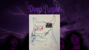Deep Purple  Ian Paice Roger Glover Ian Gillan Don Airey  Stratocaster electric pickguard signed with proof