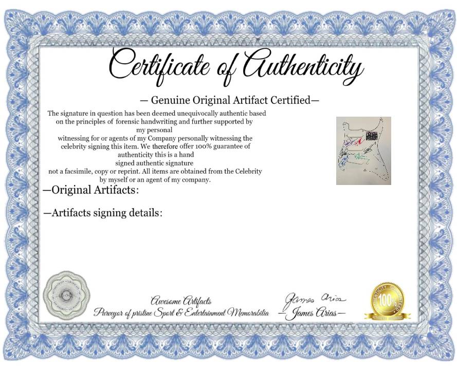 Deep Purple  Ian Paice Roger Glover Ian Gillan Don Airey  Stratocaster electric pickguard signed with proof