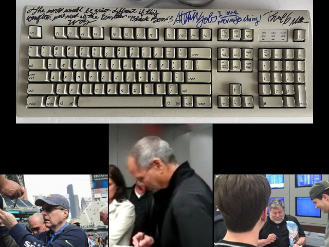 Steve Jobs Paul Allen Steve Wozniak vintage Apple keyboard signed with proof