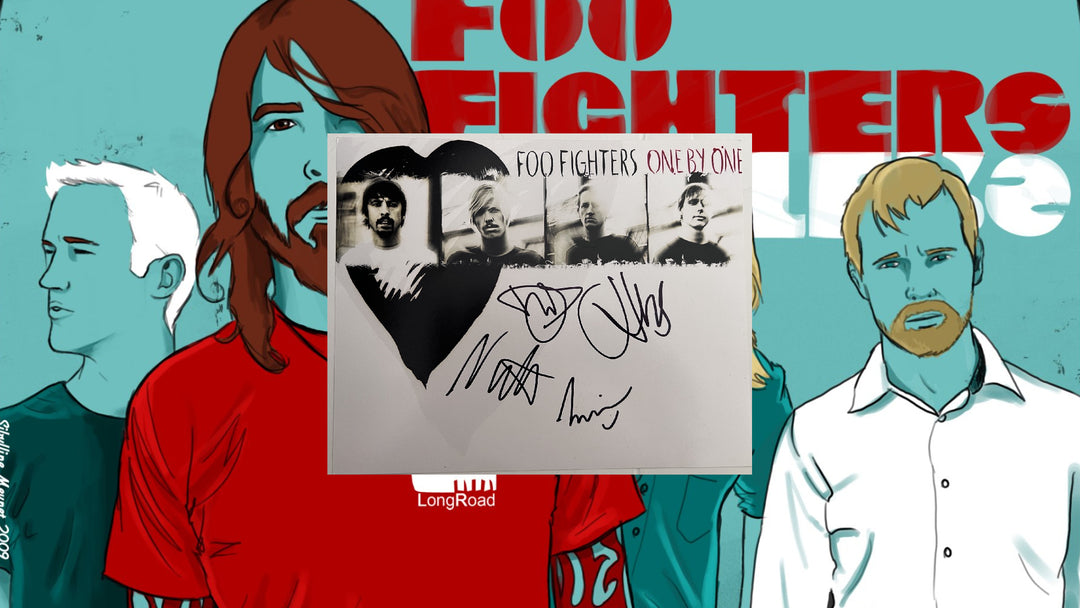 Dave Grohl Taylor Hawkins Chris Shiflett Nate Mendel Foo Fighters 8 x 10 photo signed