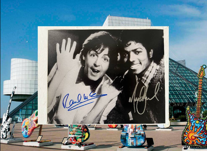 Michael Jackson and Paul McCartney 8 x 10 signed photo with proof