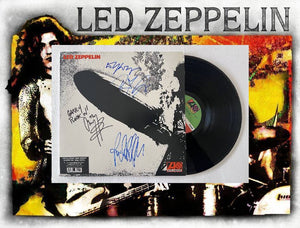Led Zeppelin Jimmy Page, Robert Plant, John Paul Jones LP signed with proof