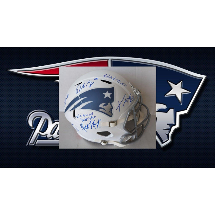 New England Patriots 2025 Rivalries Helmet Robert Kraft, Drake Maye, Mike Vrabel, TreVeyon Henderson, Rhamondre Stevenson, Stefon Diggs