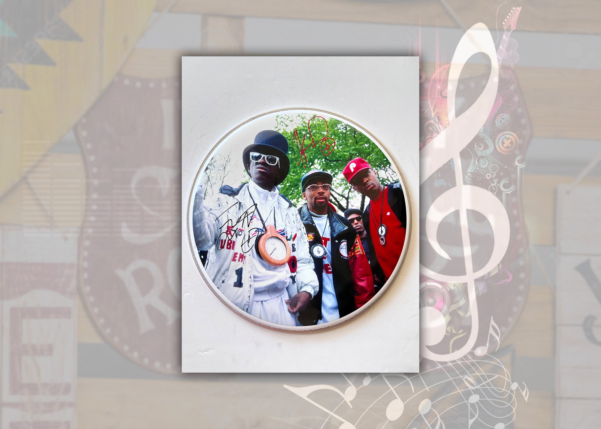 Public Enemy Flava Flav one-of-a-kind drum head signed with proof