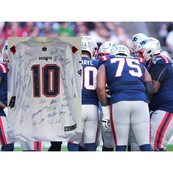 New England Patriots 2025 Drake Maye game model size xl team  signed jersey with proof