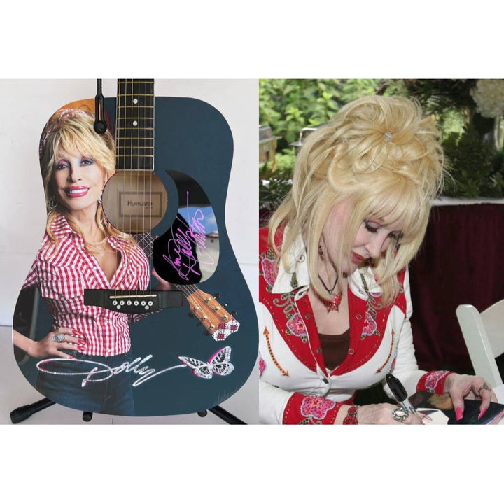 Dolly Parton full size acoustic guitar (one of a kind ) signed with proof .