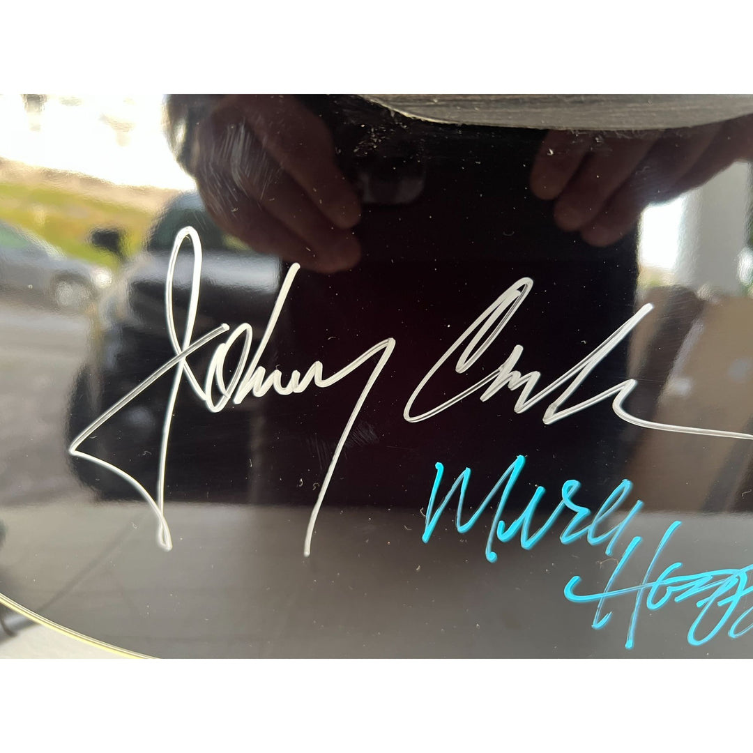 Johnny Cash and Merle Haggard full size acoustic guitar signed with proof