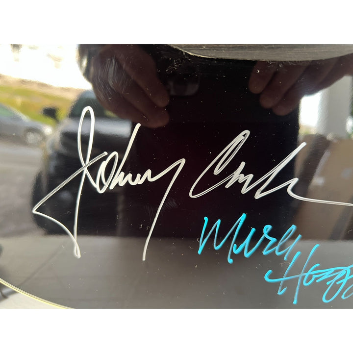 Johnny Cash and Merle Haggard full size acoustic guitar signed with proof