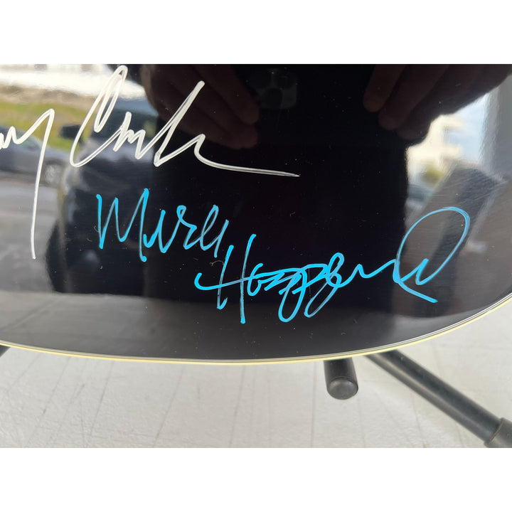 Johnny Cash and Merle Haggard full size acoustic guitar signed with proof