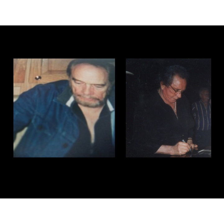 Johnny Cash and Merle Haggard full size acoustic guitar signed with proof