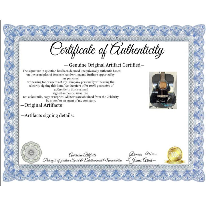 Johnny Cash and Merle Haggard full size acoustic guitar signed with proof