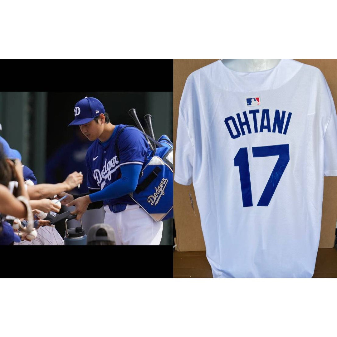 Los Angeles Dodgers shohei ohtani  nike jersey signed with proof.