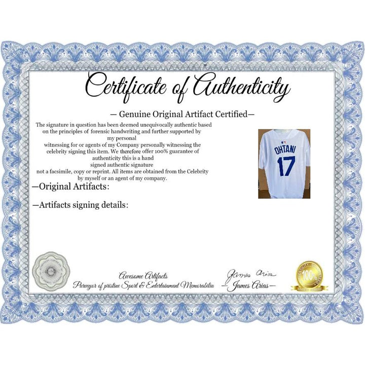 Los Angeles Dodgers shohei ohtani  nike jersey signed with proof.