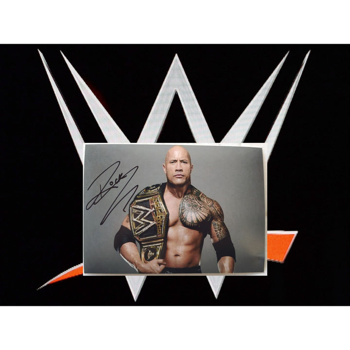 WWE Wrestling Legend "The Rock" signed 5x7 photo with proof Awesome Artifacts
