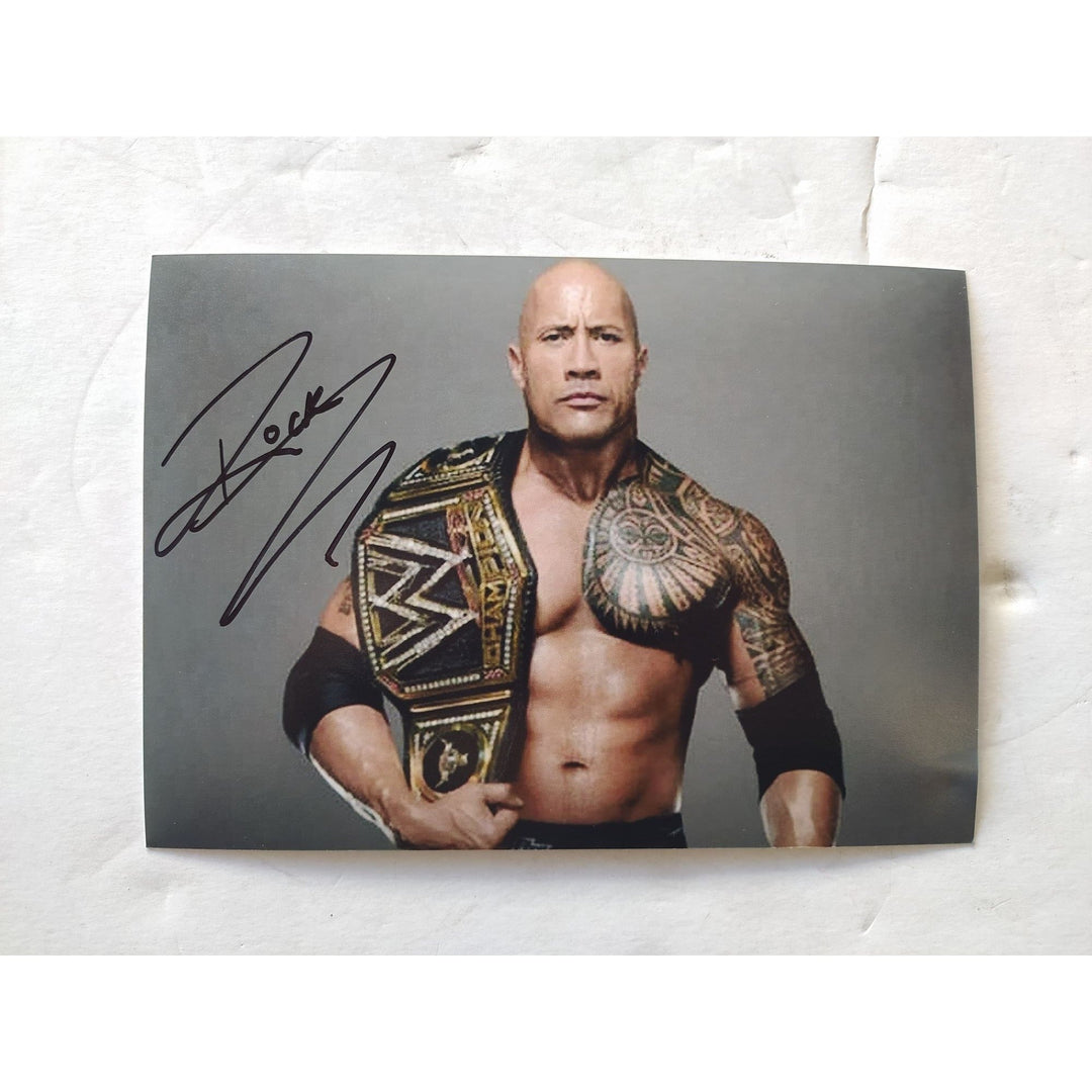 WWE Wrestling Legend "The Rock" signed 5x7 photo with proof Awesome Artifacts
