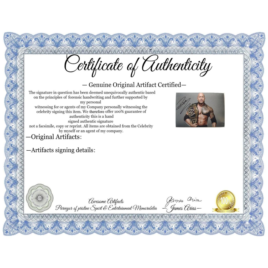 WWE Wrestling Legend "The Rock" signed 5x7 photo with proof Awesome Artifacts