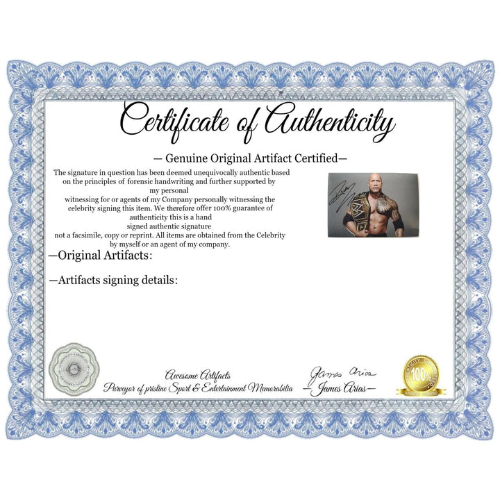 WWE Wrestling Legend "The Rock" signed 5x7 photo with proof Awesome Artifacts