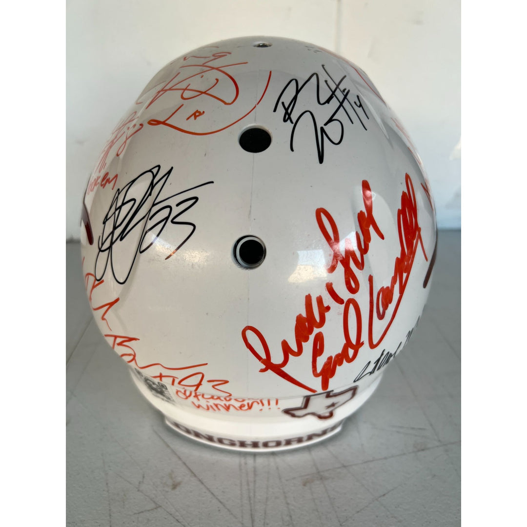 Texas Longhorns all time greats (21) Earl Campbell, Vince Young, Ricky Williams authentic game model Schutt speed helmet signed with proof