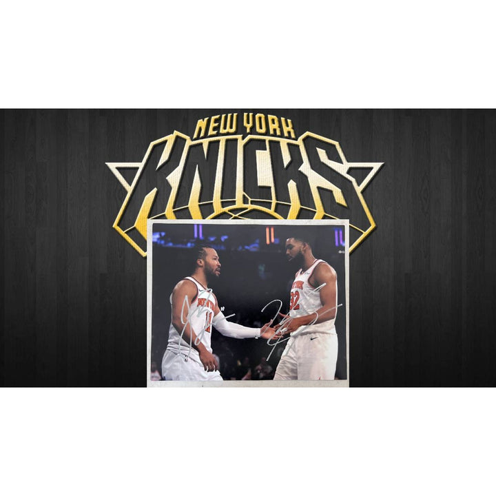 New York Knicks Jalen Brunson Karl Anthony Towns  8x10 photo signed with proof.