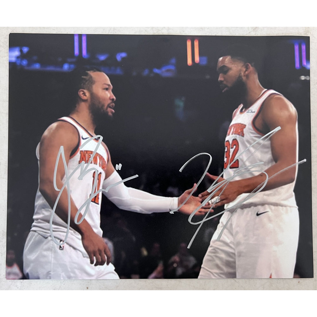 New York Knicks Jalen Brunson Karl Anthony Towns  8x10 photo signed with proof.